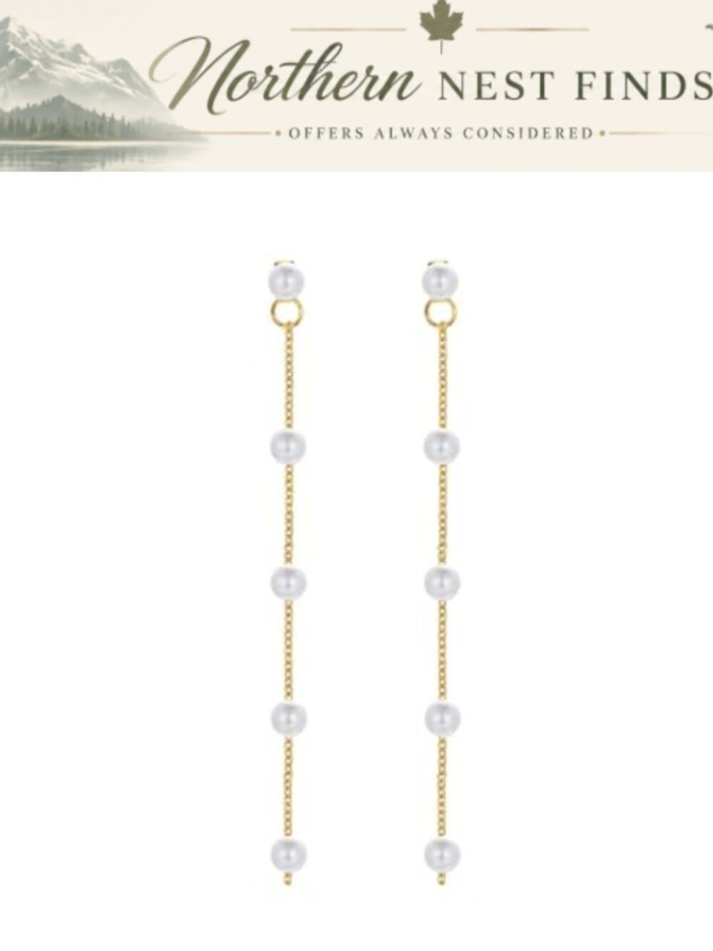 Pearl Drop Dangle Earrings 14K Gold Plated Freshwater Pearl Chain Statement